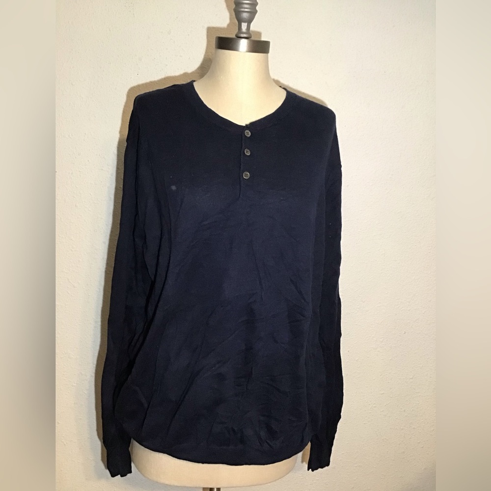 Bonobos navy blue 1/4  button sweater size XXL